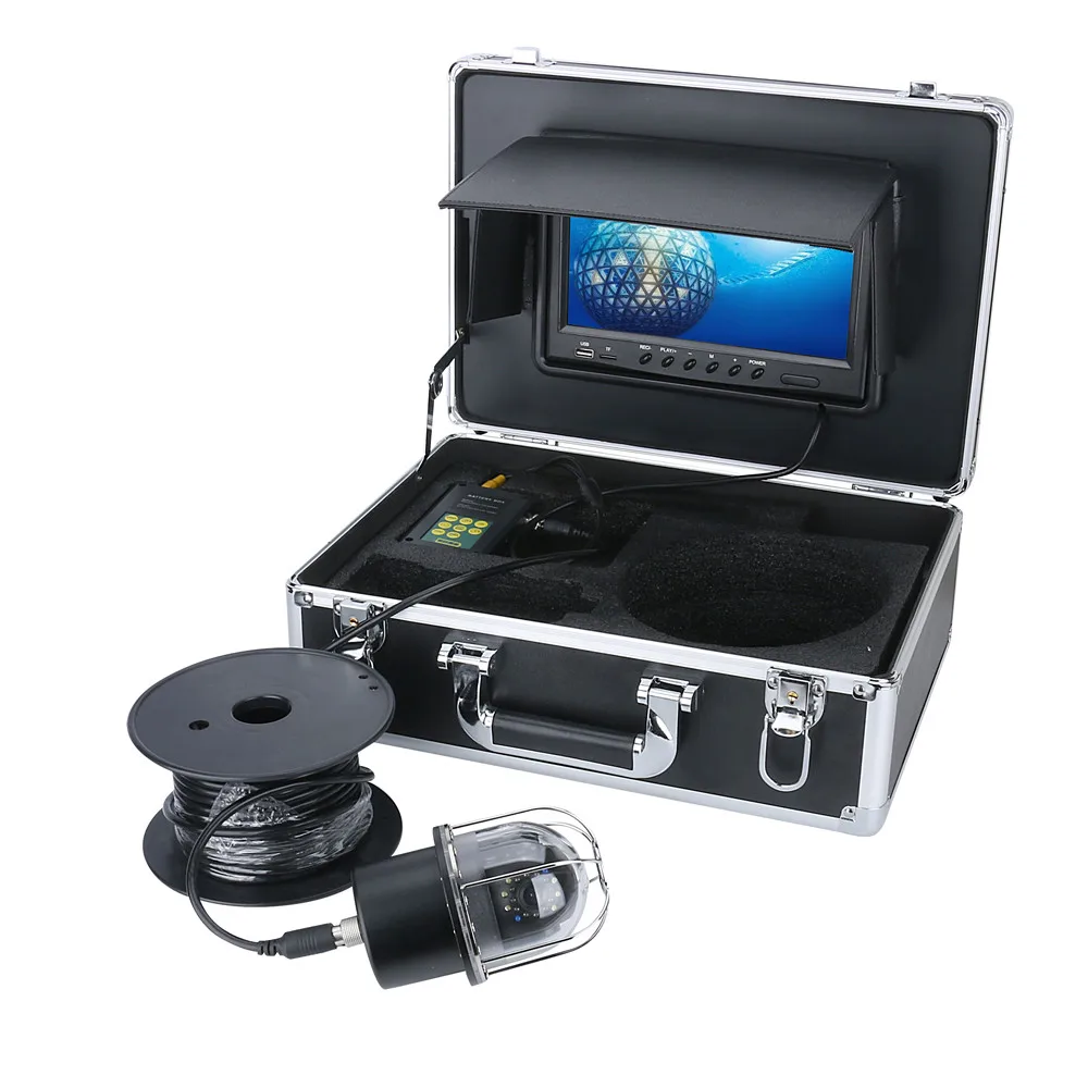 Grabador DVR de 9 pulgadas para pesca subacuática, cámara de vídeo, buscador de peces, impermeable IP68, 20 LED, cámara giratoria de 100 grados, 20m/50m/360 m - Imagen 6